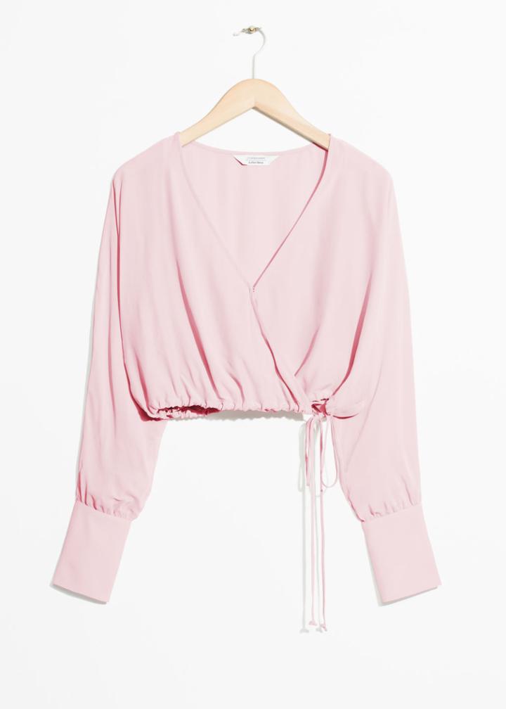 Other Stories Wrap Drawstring Blouse - Pink