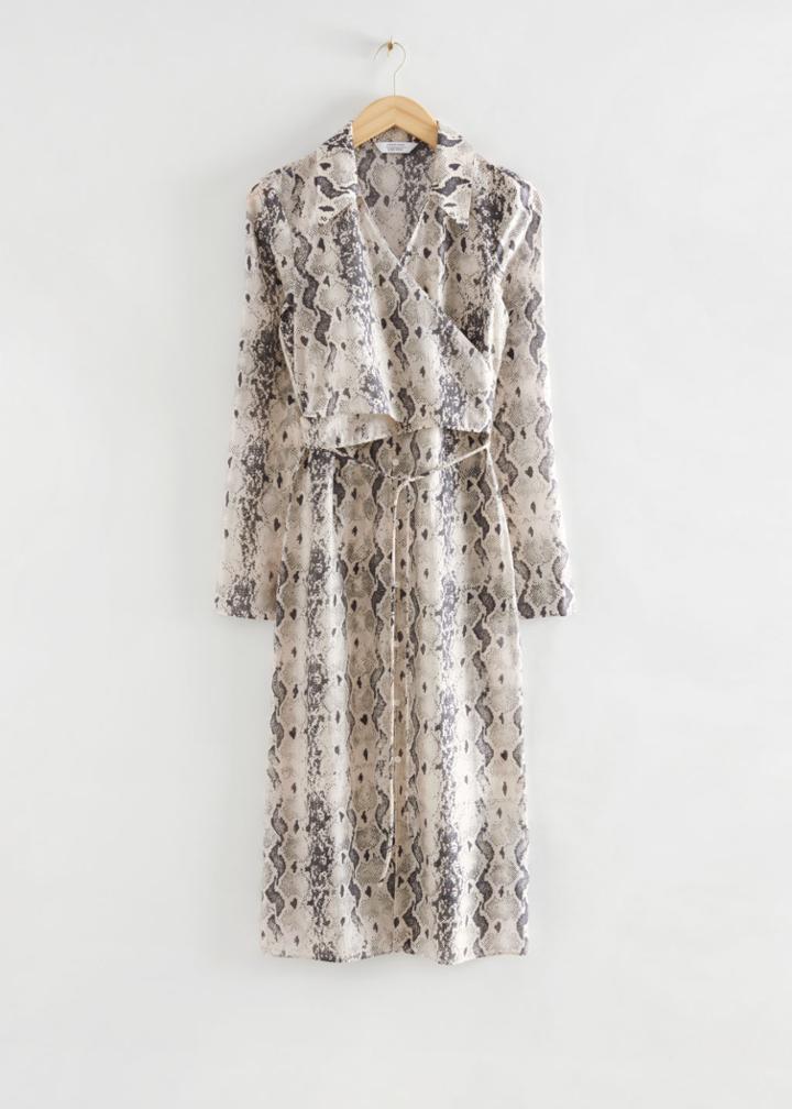 Other Stories Midi Wrap Shirt Dress - Beige