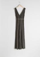 Other Stories Plunging Glitter Stripe Jumpsuit - Silver