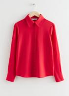 Other Stories Shell Button Silk Blouse - Red