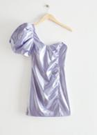Other Stories Metallic One-shoulder Mini Dress - Purple