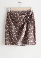 Other Stories Printed Mini Wrap Skirt - Beige