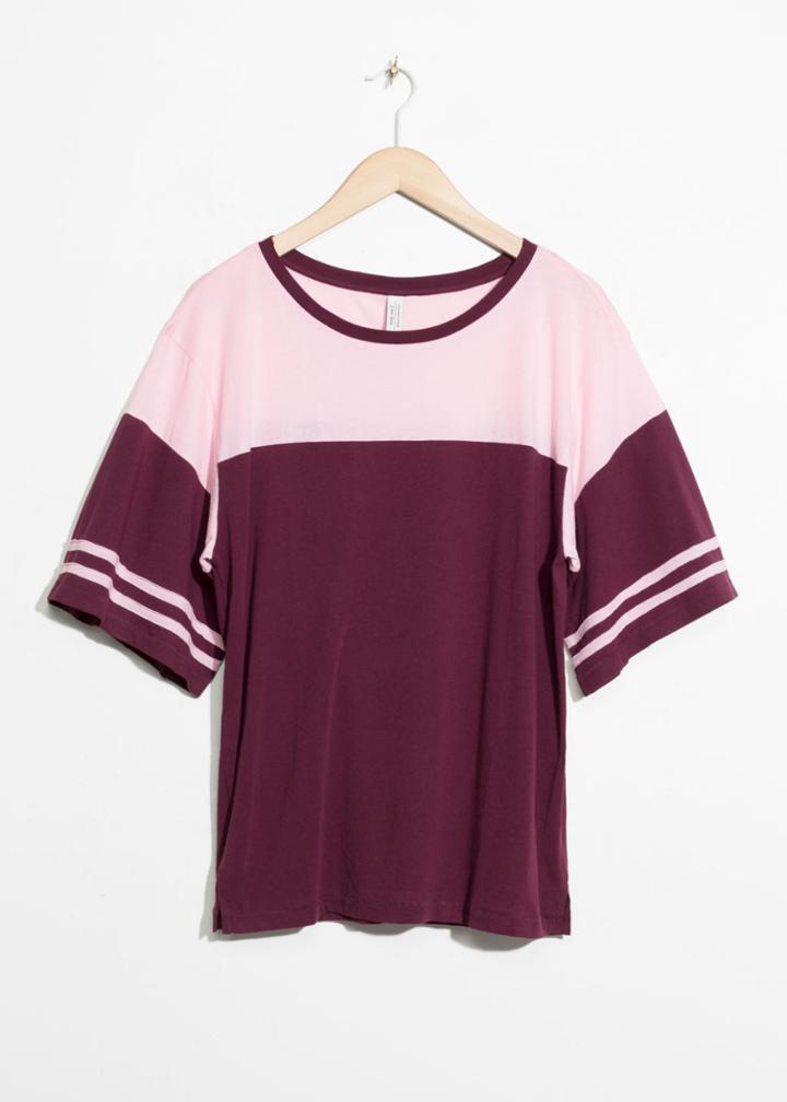 Other Stories Stripe Sleeve Tee - Purple