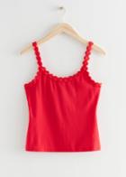 Other Stories Strappy Floral-trimmed Top - Red