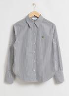 Other Stories Loose Butterfly Embroidered Striped Shirt - Blue