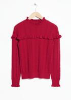 Other Stories Ruffle Knit Sweater - Red