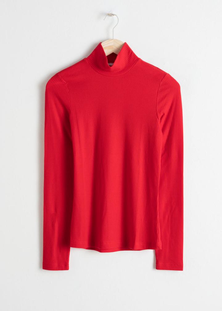 Other Stories Long Sleeve Turtleneck - Red