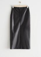 Other Stories Leather Pencil Midi Skirt - Black