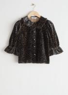 Other Stories Puff Sleeve Velvet Blouse - Beige