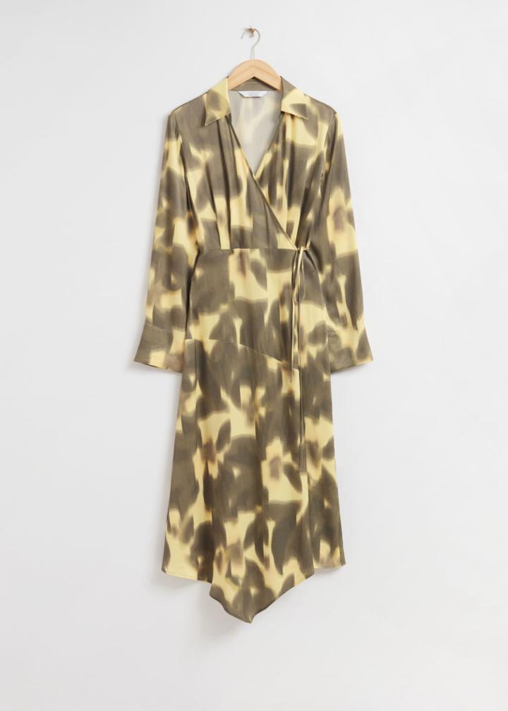 Other Stories Asymmetric Midi Wrap Dress - Yellow