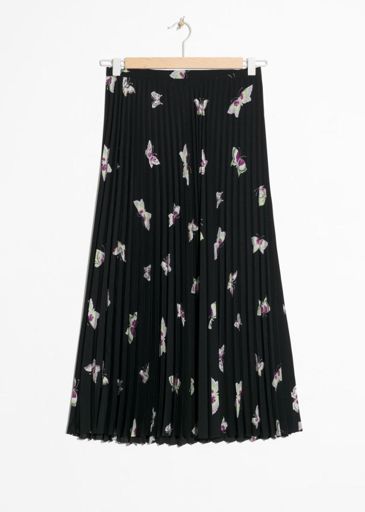 Other Stories Pleated Midi Skirt - Black