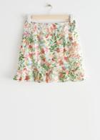 Other Stories Flounced Linen Mini Skirt - Green