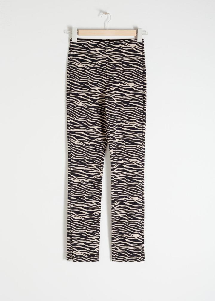 Other Stories Zebra Print Legging Trousers - Beige