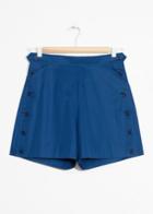 Other Stories High Waisted Button Shorts - Blue