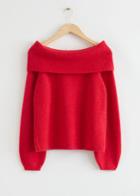 Other Stories Chunky Off Shoulder Wool Sweater - Red