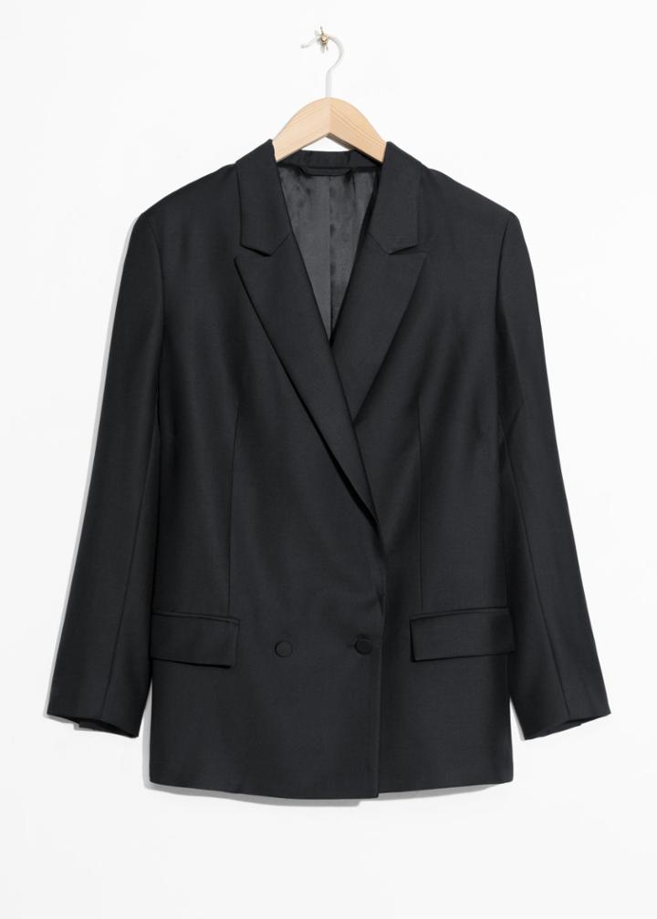 Other Stories Double Breasted Blazer - Black