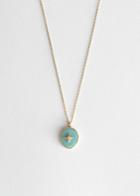 Other Stories Oval Pendant Necklace - Green