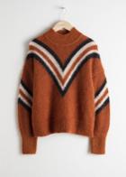 Other Stories Mock Neck Varsity Stripe Sweater - Beige
