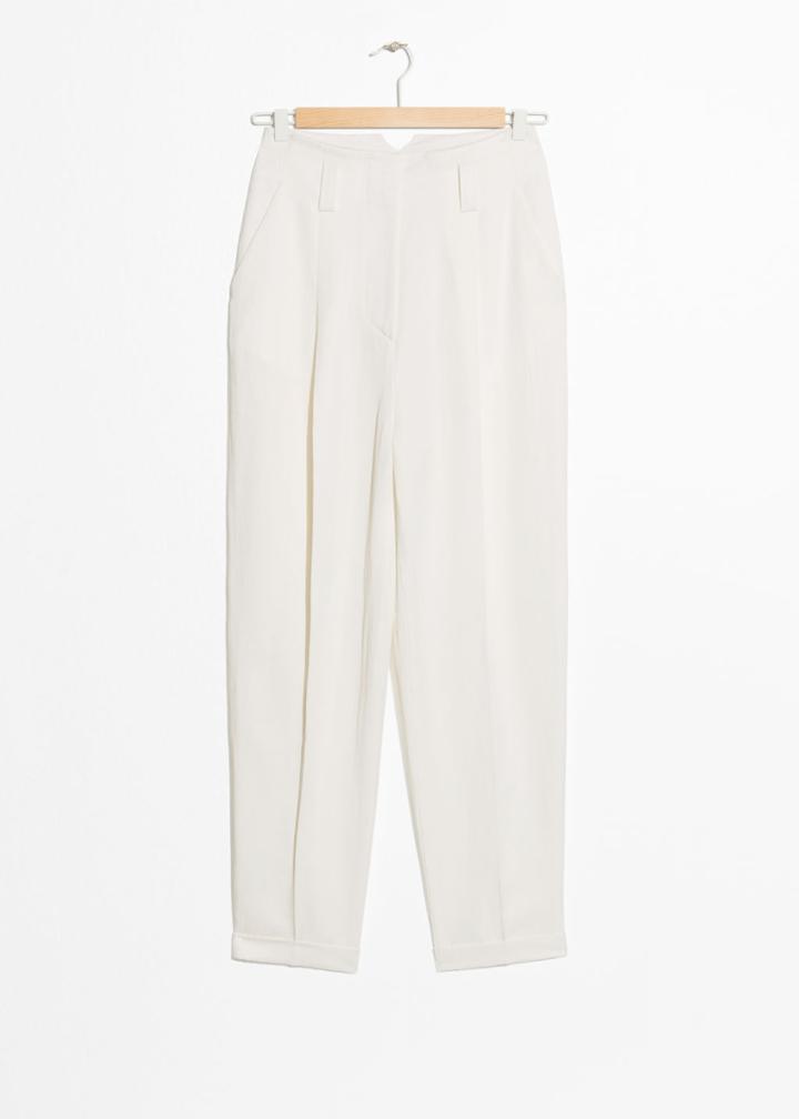 Other Stories Tapered Linen Blend Trousers - White