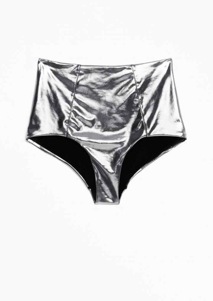 Other Stories Metallic High Waist Bikini Bottoms