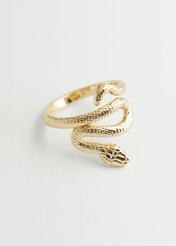 Other Stories Embossed Snake Ring - Gold