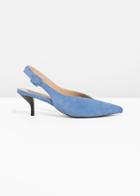 Other Stories Pointed Suede Kitten Heels - Blue