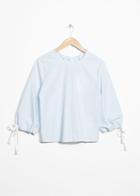 Other Stories Tie Sleeve Cotton Blouse - Turquoise