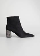 Other Stories Rhinestone Heel Suede Ankle Boots - Black