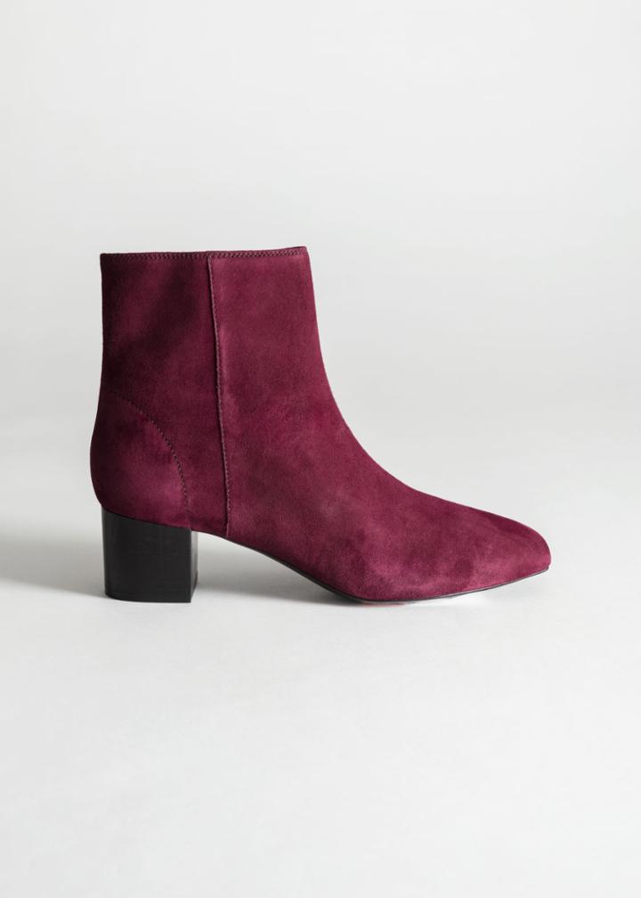 Other Stories Suede Ankle Boots - Red