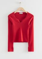 Other Stories Fitted Sweetheart Neck Top - Red