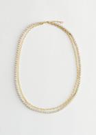 Other Stories Rhinestone Duo Chain Necklace - White