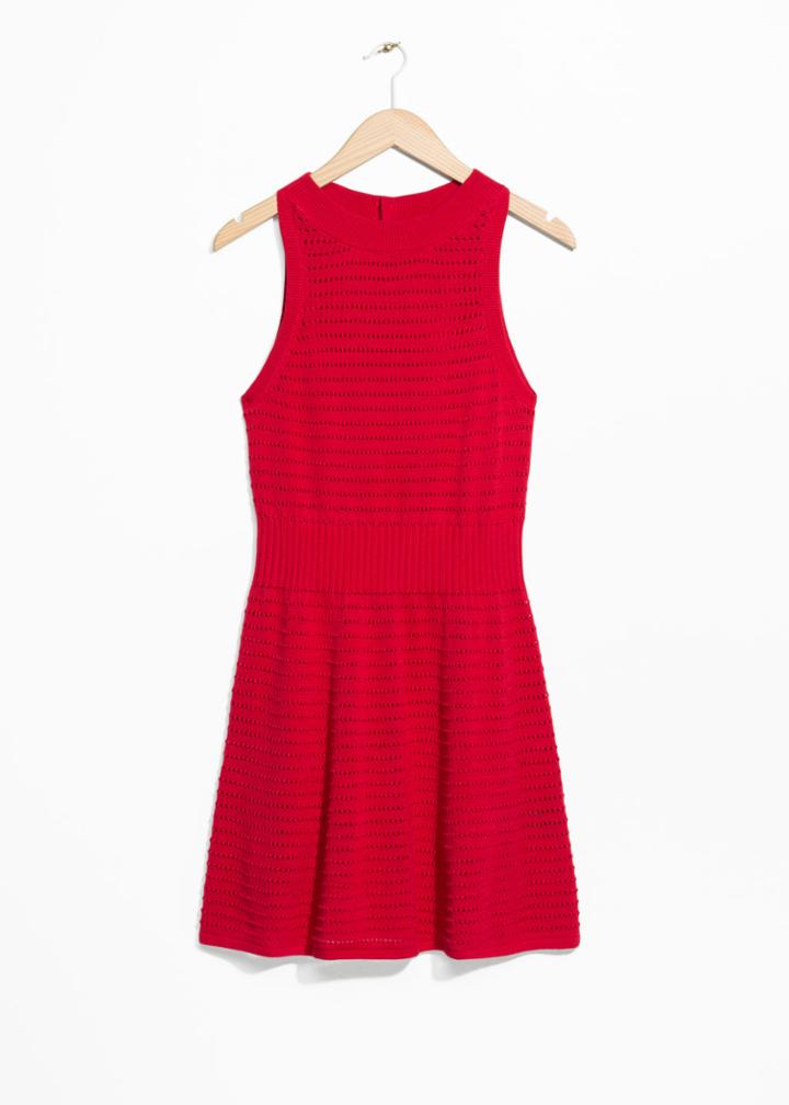 Other Stories Pointelle Knit Dress - Red