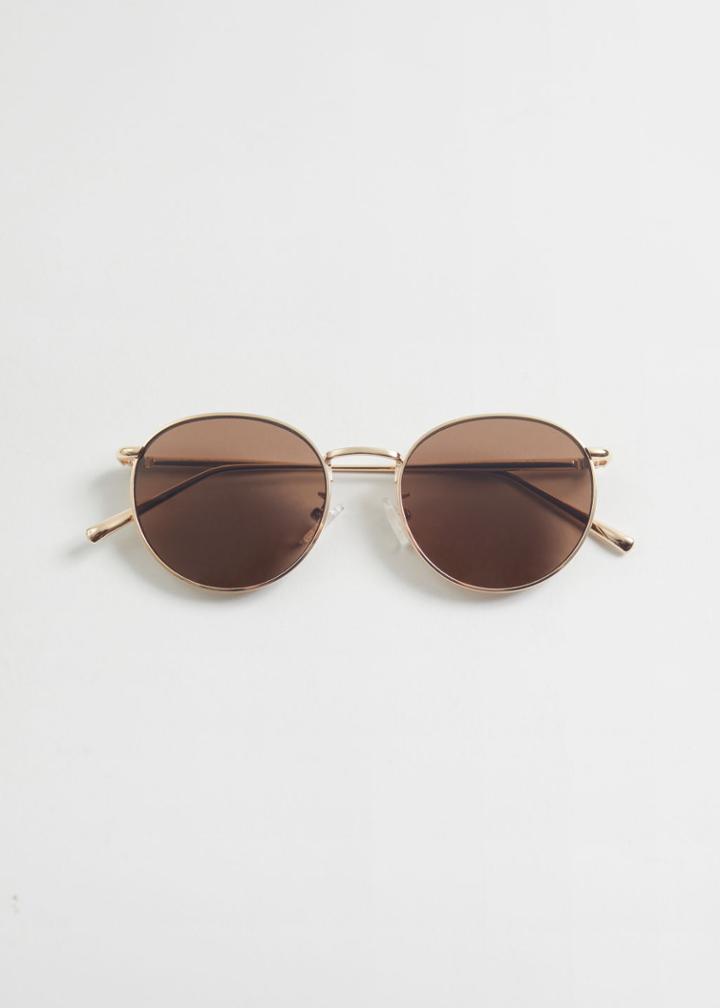 Other Stories Oval Slim Frame Sunglasses - Gold
