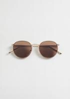 Other Stories Oval Slim Frame Sunglasses - Gold