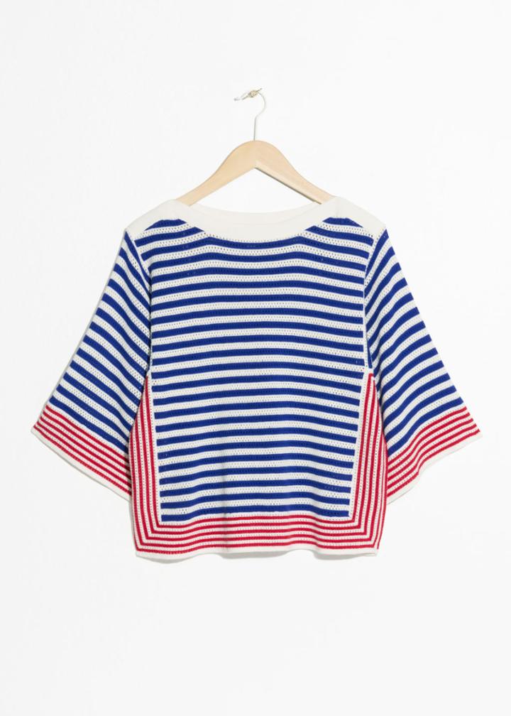 Other Stories Striped Crochet Top - Blue