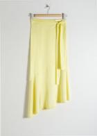 Other Stories Asymmetric Satin Midi Skirt - Yellow