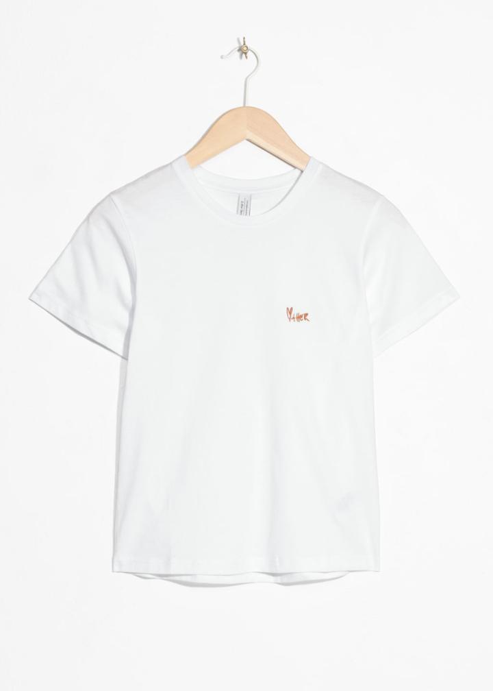 Other Stories Heart Other Embroidered Tee - White