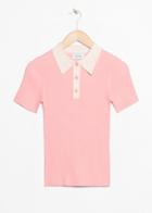 Other Stories Knit Polo Top - Pink