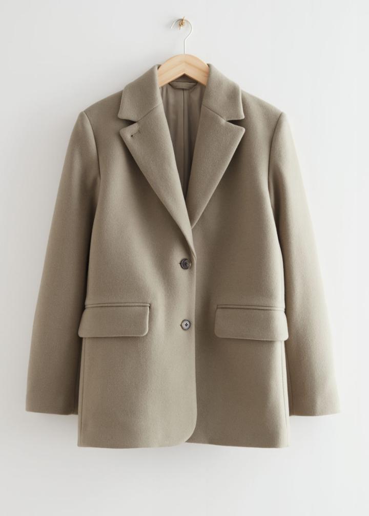 Other Stories Oversized Wool Blazer - Brown