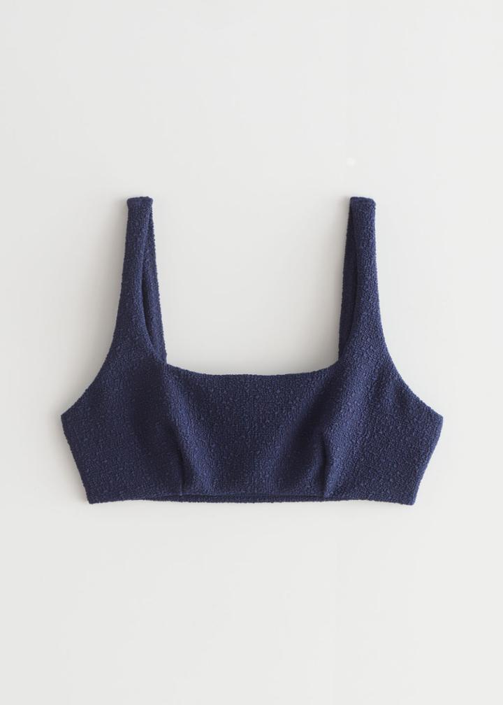 Other Stories Textured Bikini Top - Blue