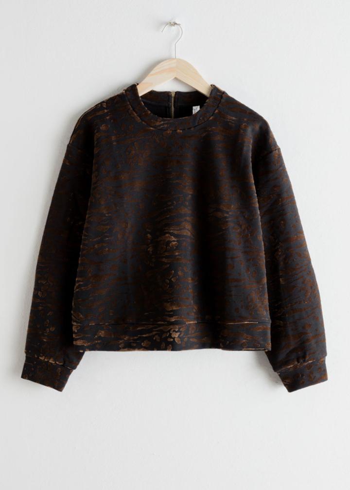 Other Stories Animal Print Pullover - Black
