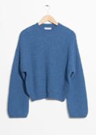 Other Stories Cropped Honeycomb Knit Sweater - Blue