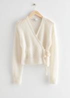 Other Stories Pointelle Knit Wrap Cardigan - White