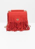 Other Stories Suede Fringe Crossbody Bag - Red