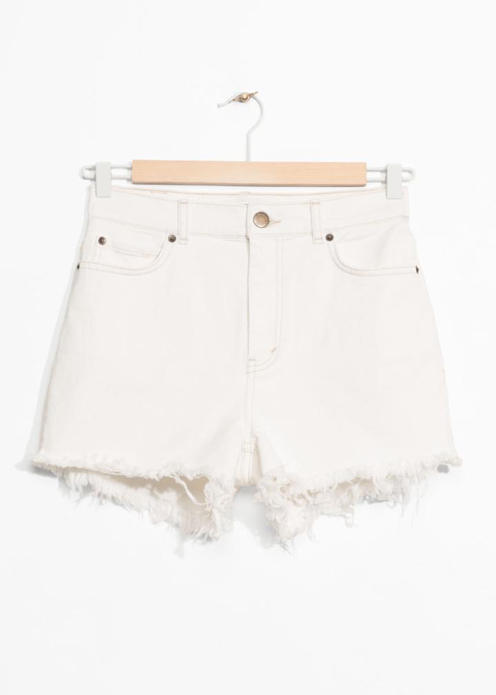 Other Stories Frayed Denim Shorts - White