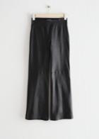 Other Stories Flared Cropped Leather Pants - Black