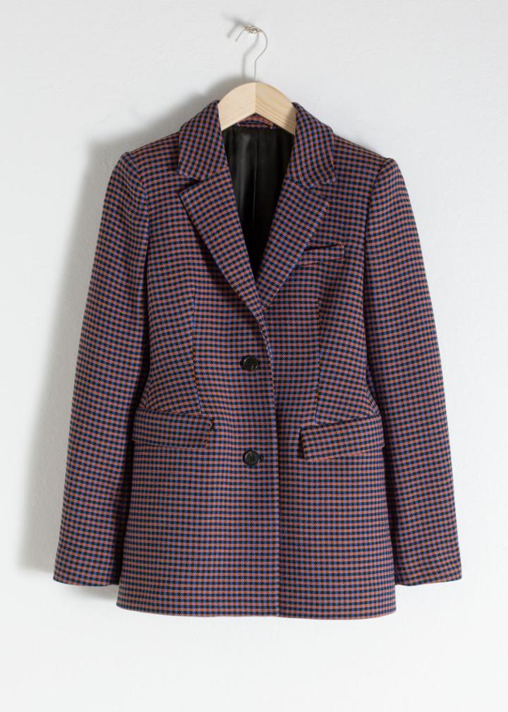 Other Stories Hourglass Houndstooth Blazer - Orange