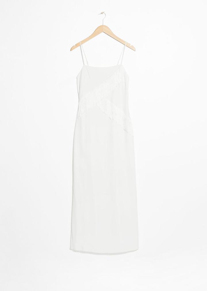 Other Stories Asymmetric Fringe Dress - White