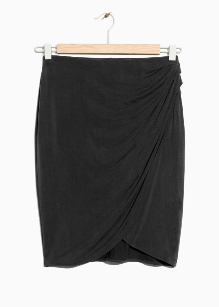 Other Stories Asymmetrical Cupro Skirt - Black