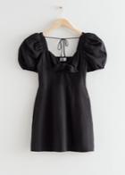 Other Stories Bow Detail Linen Mini Dress - Black
